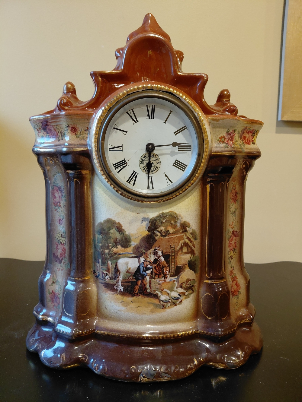 Antique Porcelain  Mantel Clock